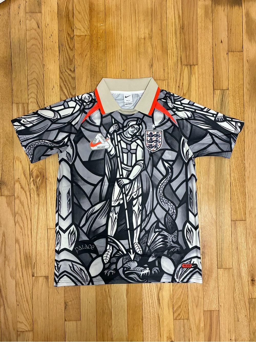 Palace x Nike England Soccer Jersey Gray in size large